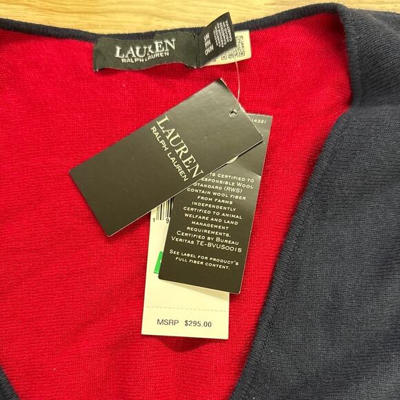 Lauren Ralph Lauren Reversible Red/Navy Ruana Cape Size S/M NWT - Picture 5 of 10